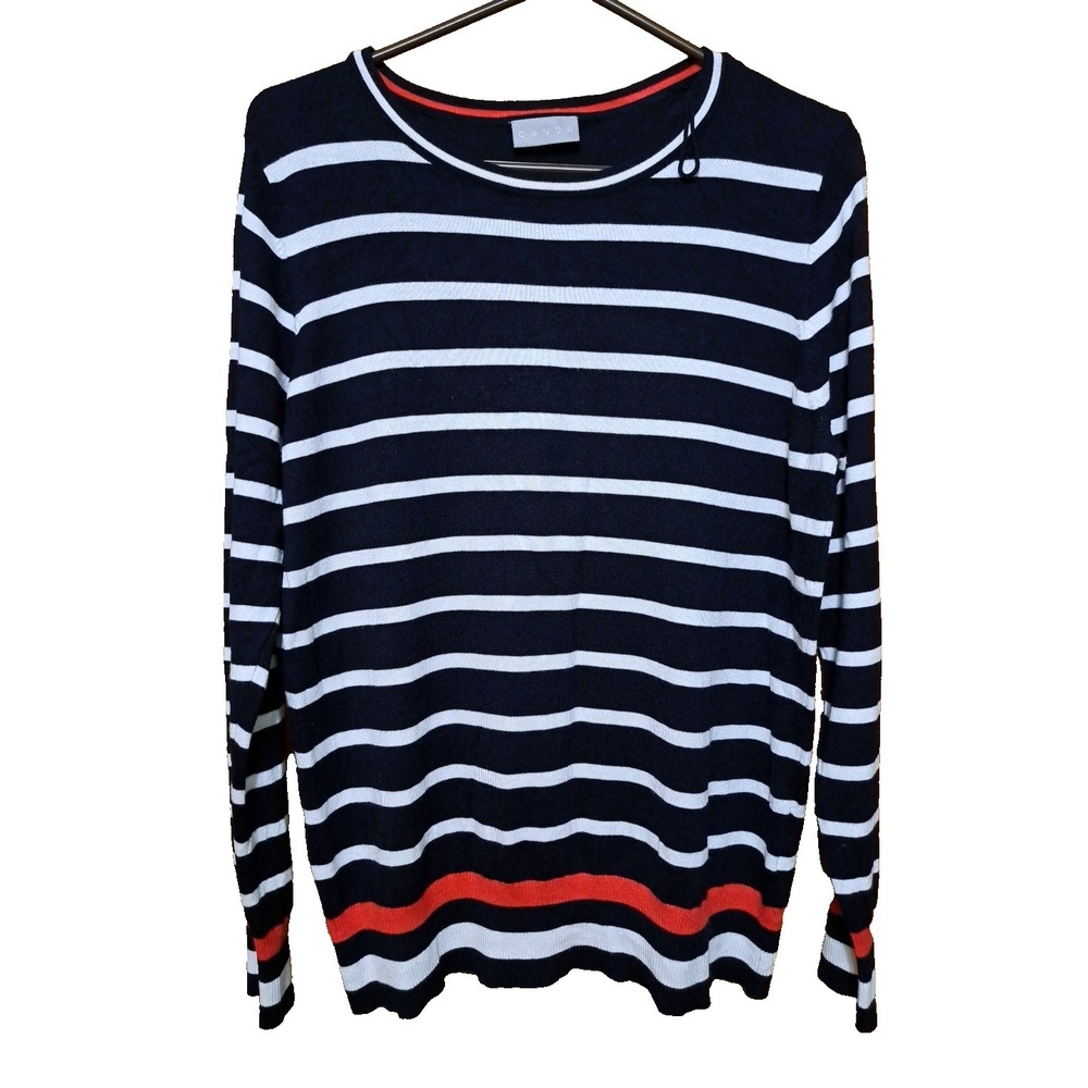 Canda Women's Viscose Long Sleeve Round Neck Striped Stretch Sweater Size M‎